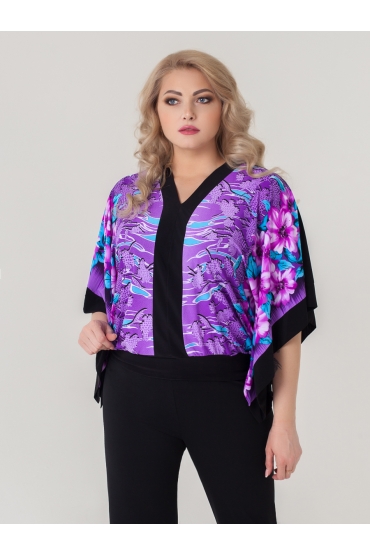 блуза Анкара (фиолетовый/цветы)
