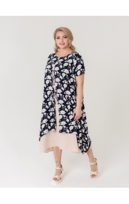 платье Твин2 (бежевый/тёмно-синий)