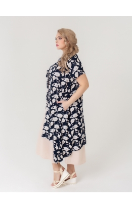 платье Твин2 (бежевый/тёмно-синий)