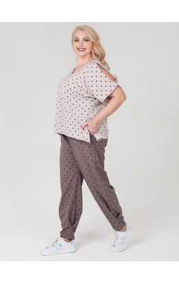 брюки Алсу2 (капучино/горох)