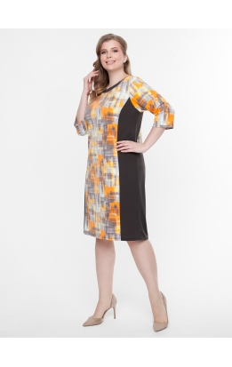 платье Линда2 (серый/оранж)