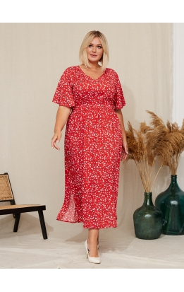 платье Лара (красный/цветы)