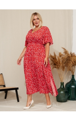 платье Лара (красный/цветы)