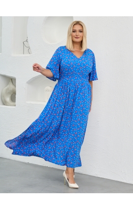 платье Лара (электрик/цветы розовые)