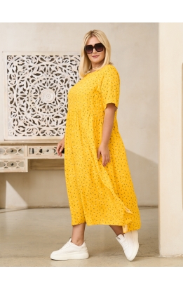 платье Сити Лонг (желтый/цветы)