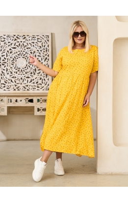 платье Сити Лонг (желтый/цветы)