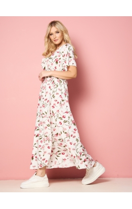 платье Галина Лайт (белый/цветы)