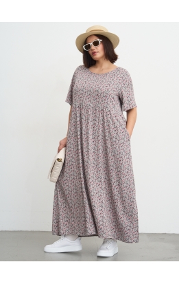 платье СитиМакс (серый/цветы)