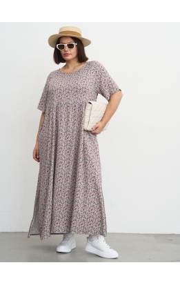платье СитиМакс (серый/цветы)