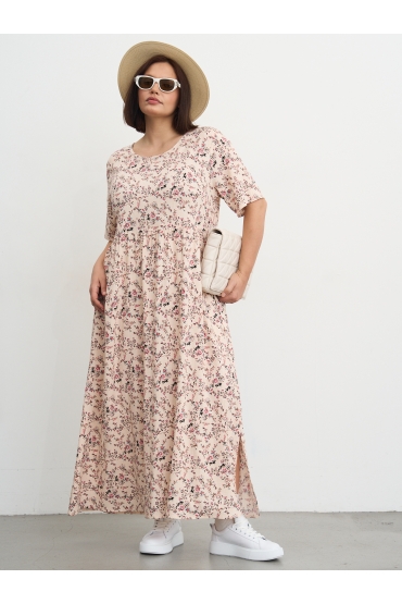 платье СитиМакс (беж/цветы)