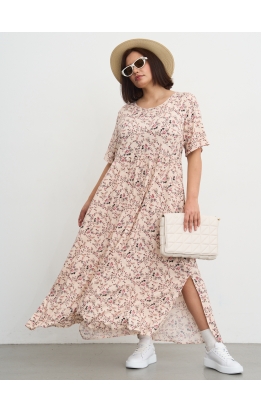 платье СитиМакс (беж/цветы)