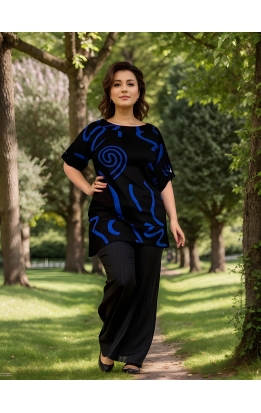 туника Модал (черный/электрик)