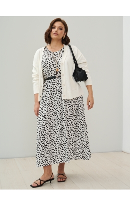 платье Сити Лонг (белый/черн пятна)