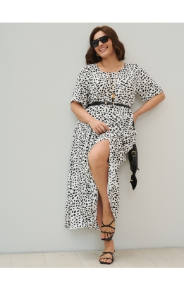 платье Сити Лонг (белый/черн пятна)
