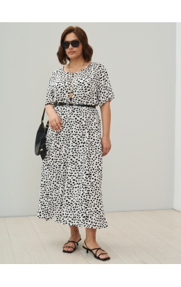 платье Сити Лонг (белый/черн пятна)