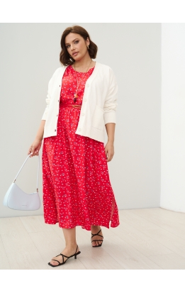 платье Сити Лонг (красн/бел-роз цветы)